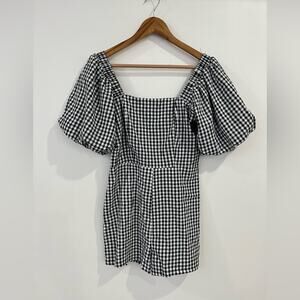 Altard State Gingham Puff Sleeve Romper Size Small